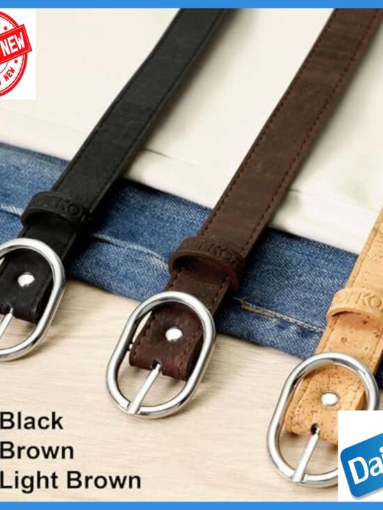 Vegan Leather Thin Belt for Jeans, Dress Accessory, 0.98\